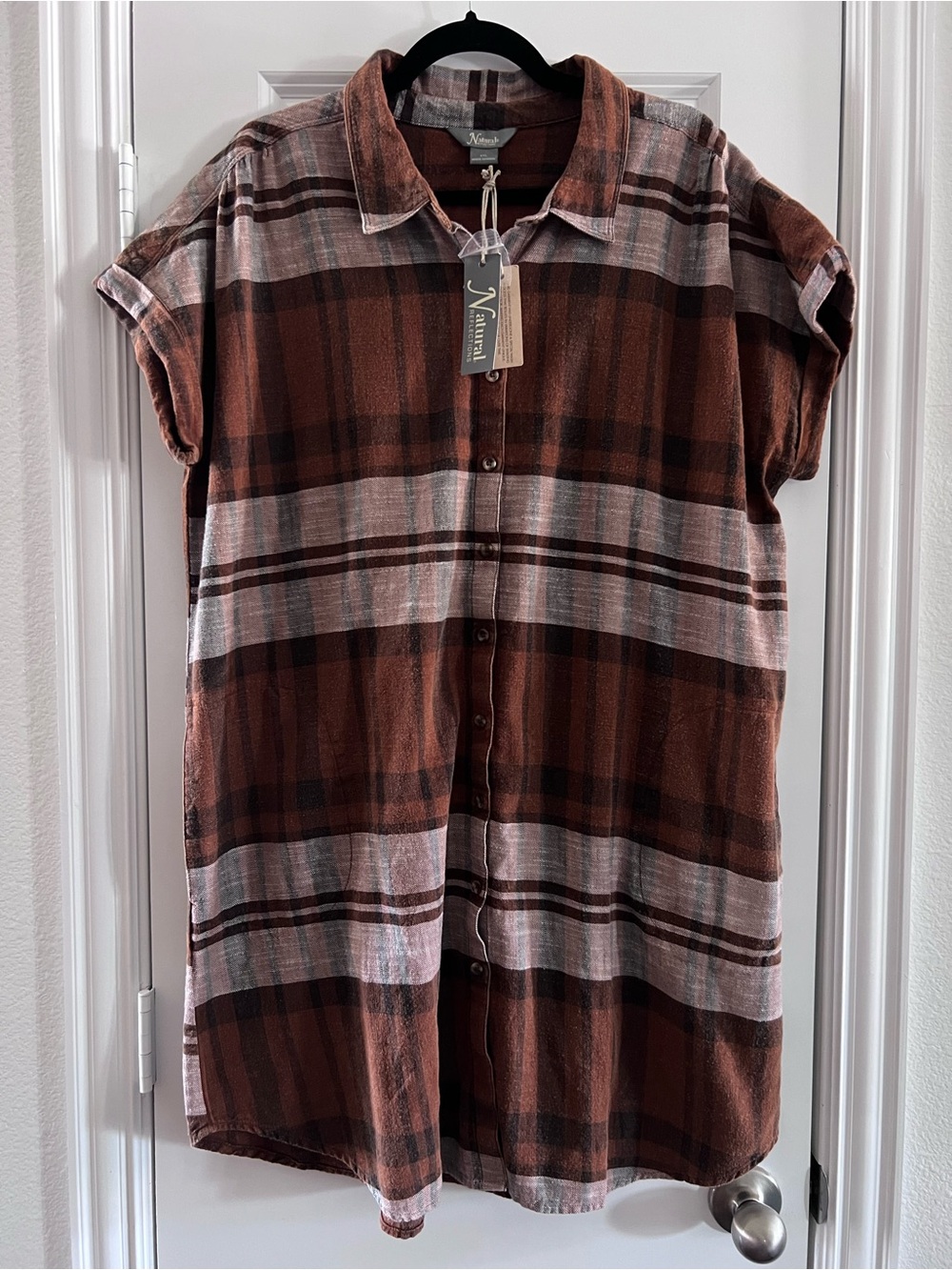 Button-Up Plaid Shirt Dress